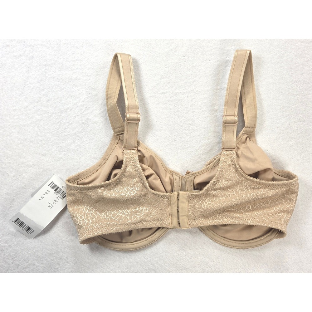 Chantelle Beige Nude Underwire Bra Mesh Full Coverage Back Closure 34 DDD F EUC